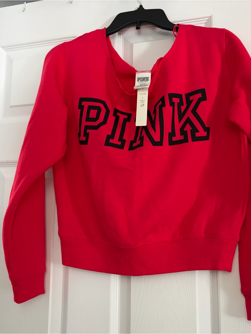 PINK Victoria's Secret Women's Crewneck Sweatshirt - Bright Red with Logo
